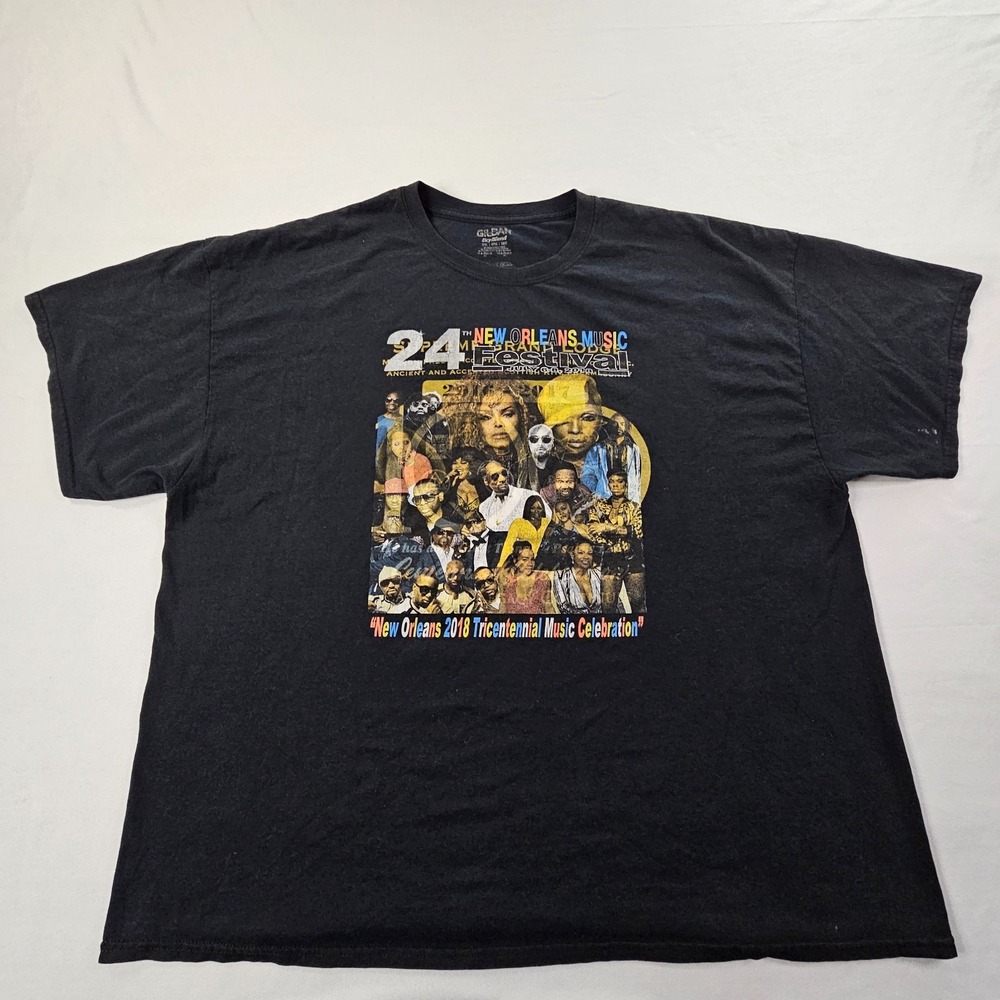 2018 New Orleans Music Festival Black Short Sleeve Cotton T-Shirt Men's 3XL